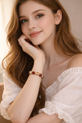 Natural Red Agate & Citrine Beaded Bracelet — Handcrafted Crystal Jewelry