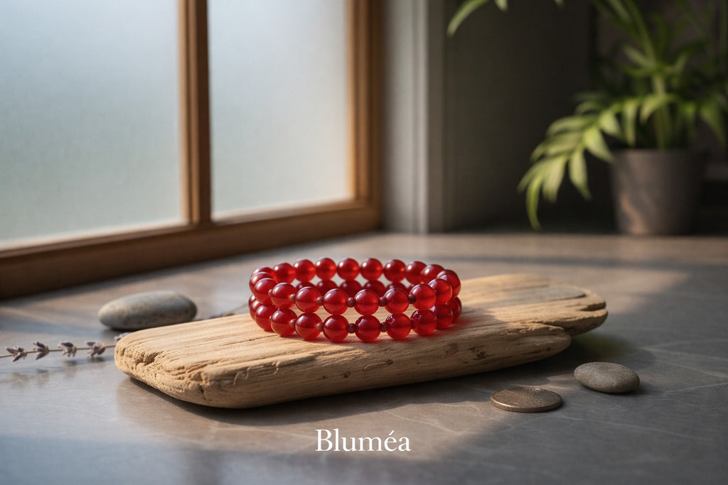 Bluméa Natural Red Agate Bracelet Double Layer Energy Gemstone Bracelet