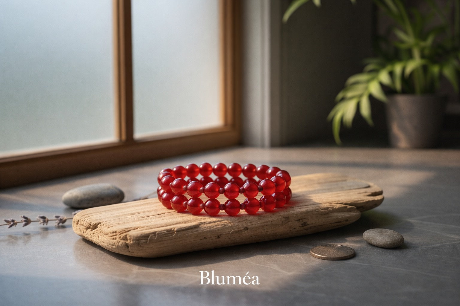 Bluméa Natural Red Agate Bracelet Double Layer Energy Gemstone Bracelet