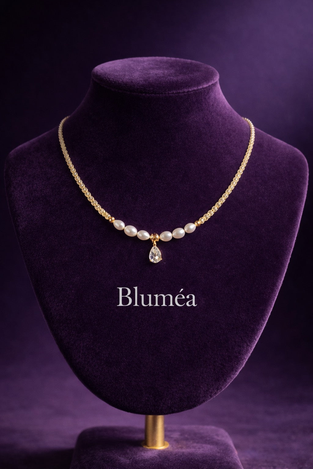 Bluméa Natural Crystal & Freshwater Pearl Necklace – Faceted Genuine Crystal Beaded Jewelry