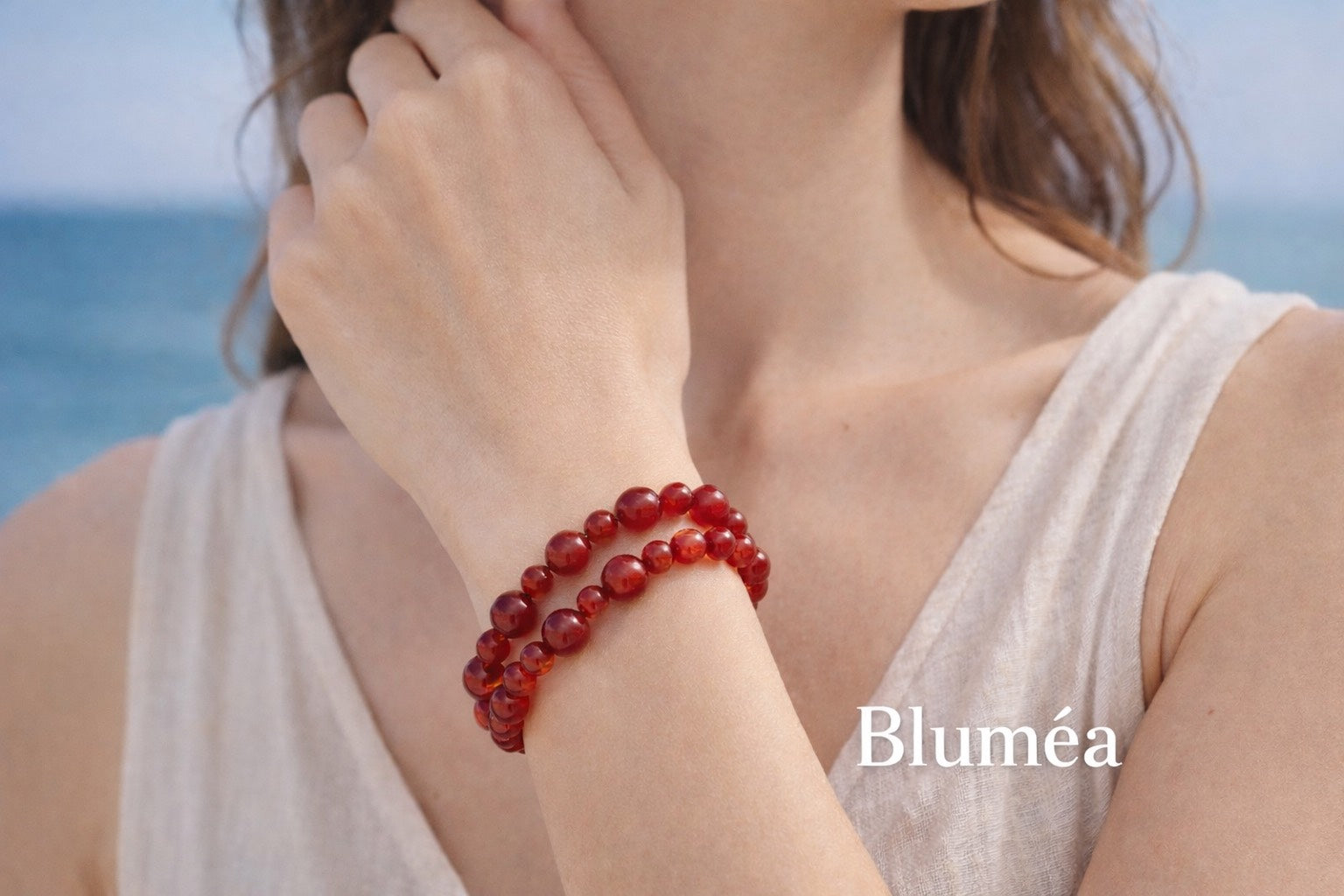 Bluméa Natural Red Agate Bracelet Double Layer Energy Gemstone Bracelet