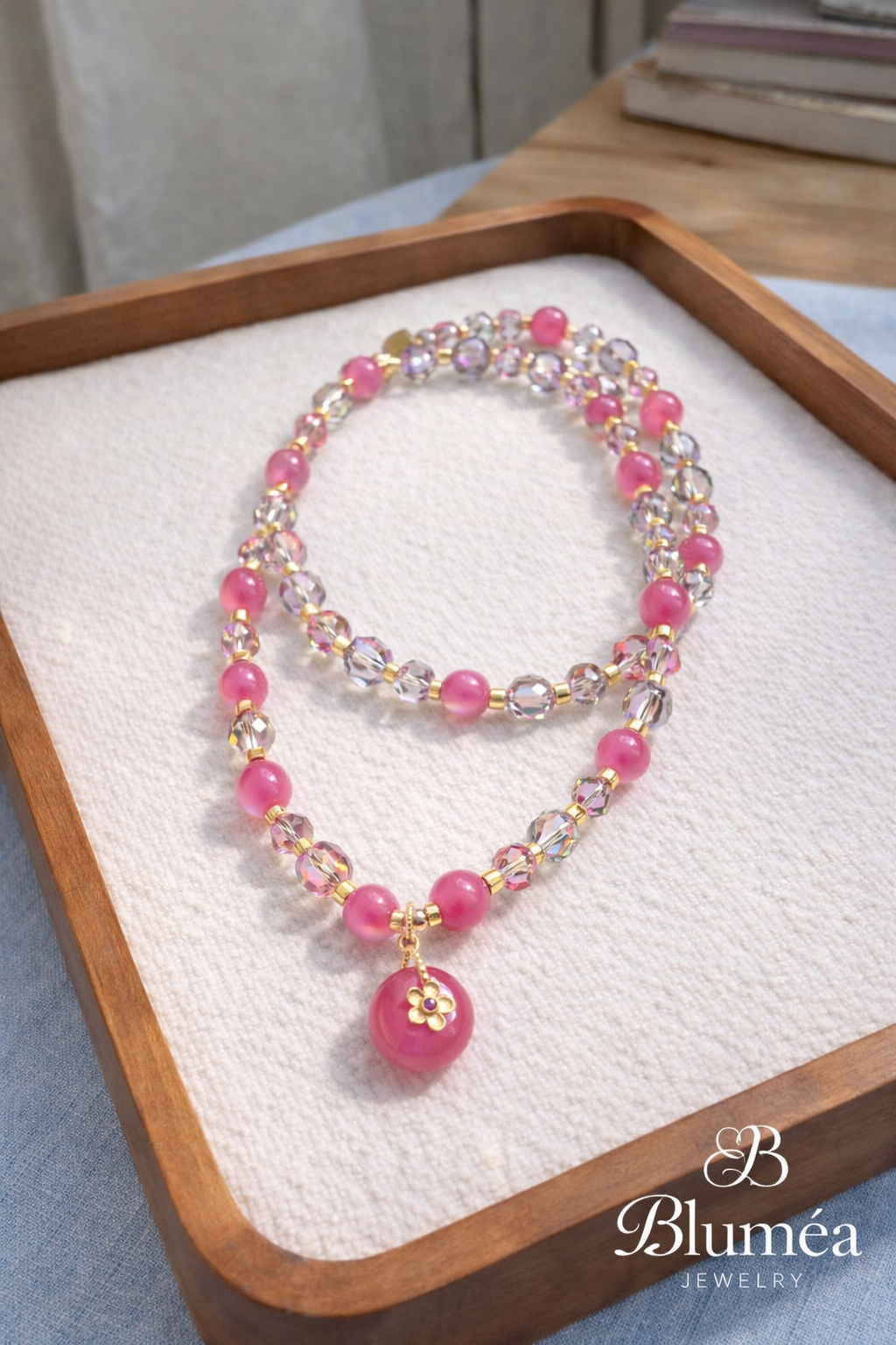 Bluméa Sweet Glow Agate & Crystal Necklace