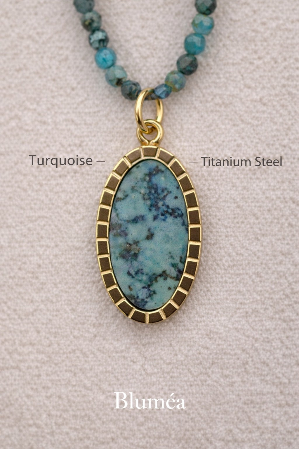 Bluméa Turquoise Pendant Necklace Natural Turquoise · Gold-Plated Frame · Minimal Elegance