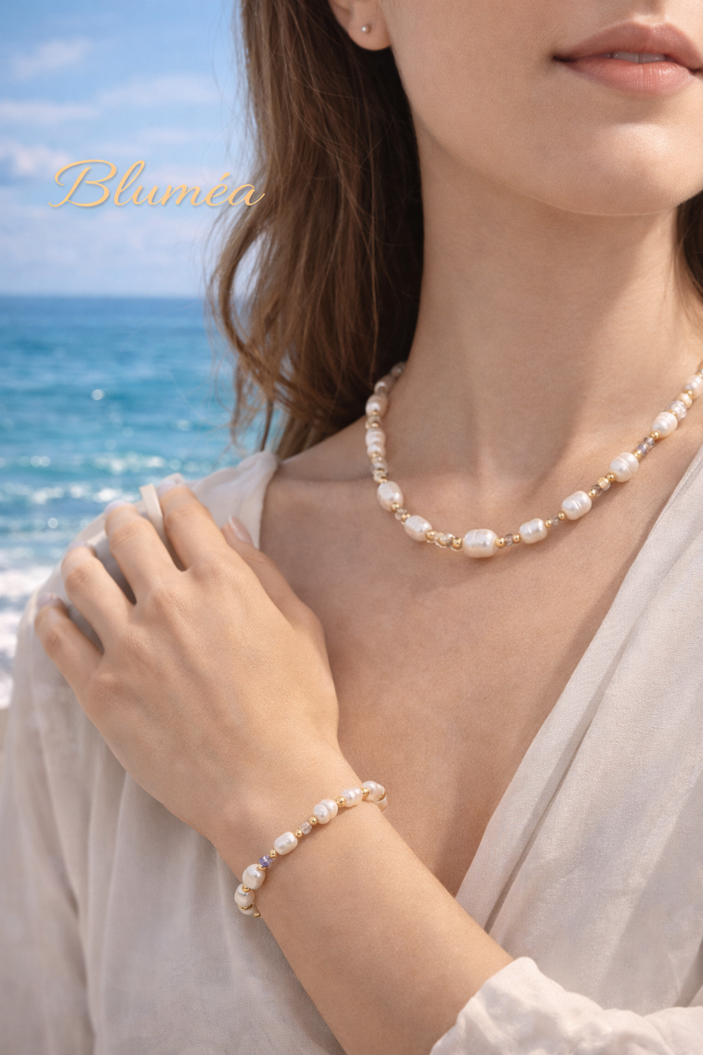 Bluméa Freshwater Pearl & Zirconia Jewelry Set