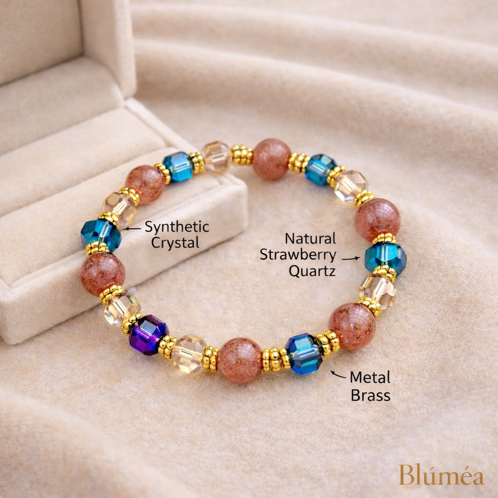 Bluméa Artisan Radiance – Strawberry Quartz Bracelet