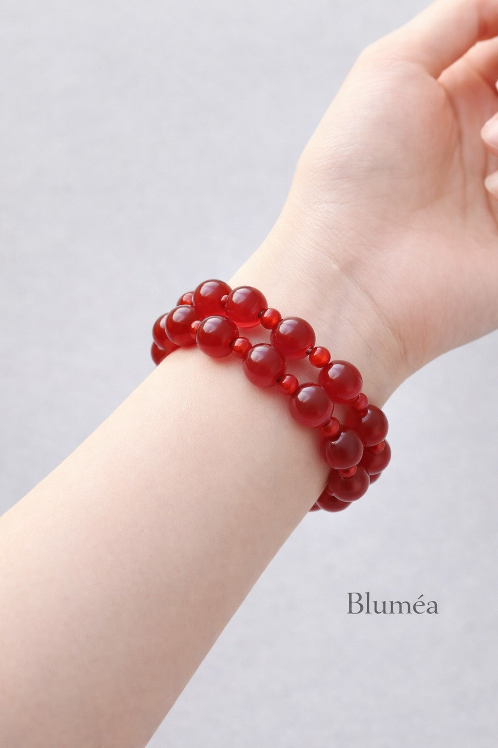 Bluméa Natural Red Agate Bracelet Double Layer Energy Gemstone Bracelet