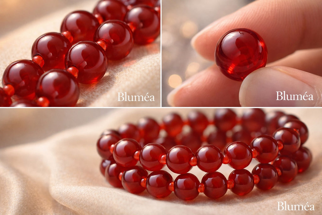 Bluméa Natural Red Agate Bracelet Double Layer Energy Gemstone Bracelet
