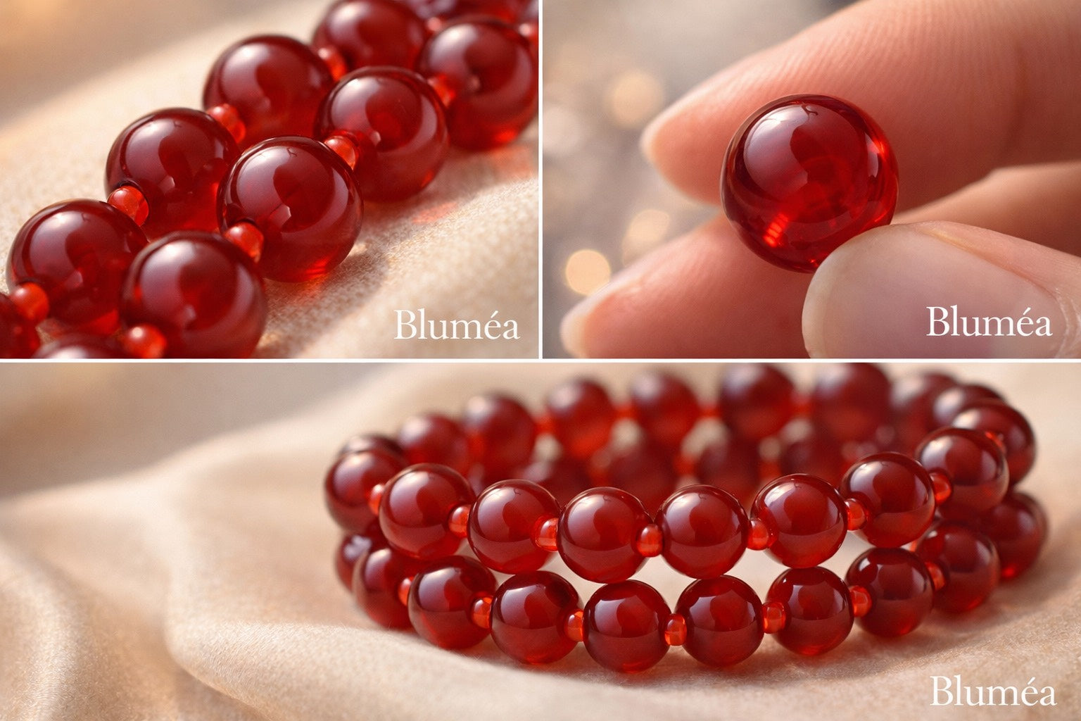Bluméa Natural Red Agate Bracelet Double Layer Energy Gemstone Bracelet