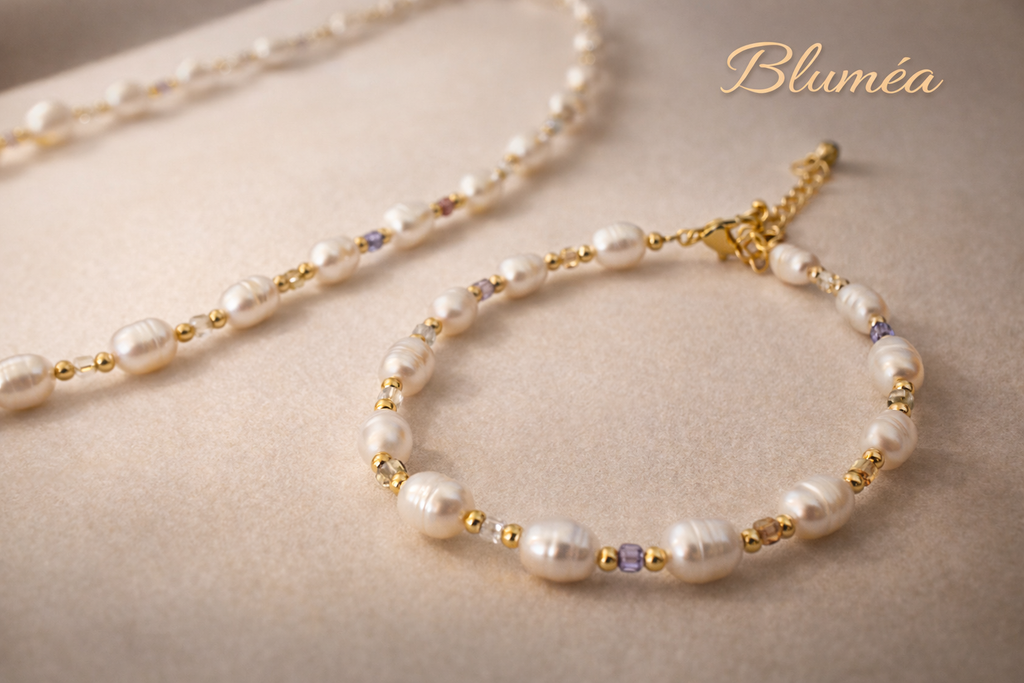 Bluméa Freshwater Pearl & Zirconia Jewelry Set