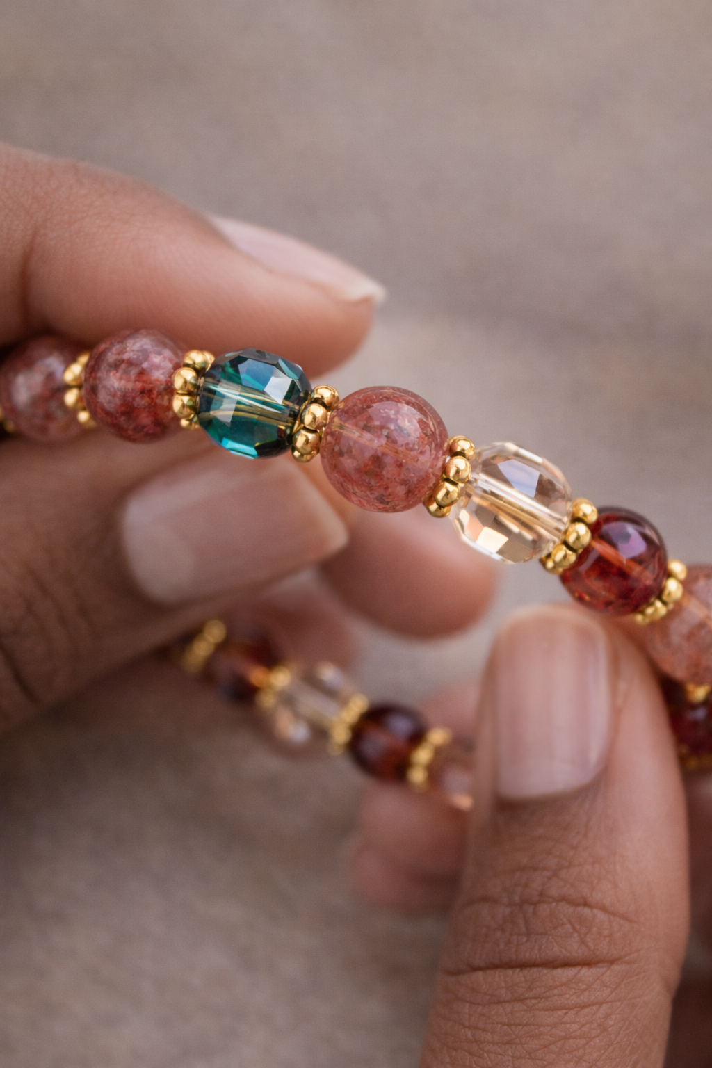 Bluméa Artisan Radiance – Strawberry Quartz Bracelet
