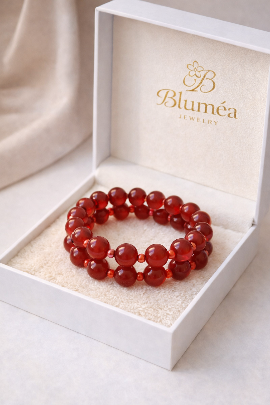 Bluméa Natural Red Agate Bracelet Double Layer Energy Gemstone Bracelet