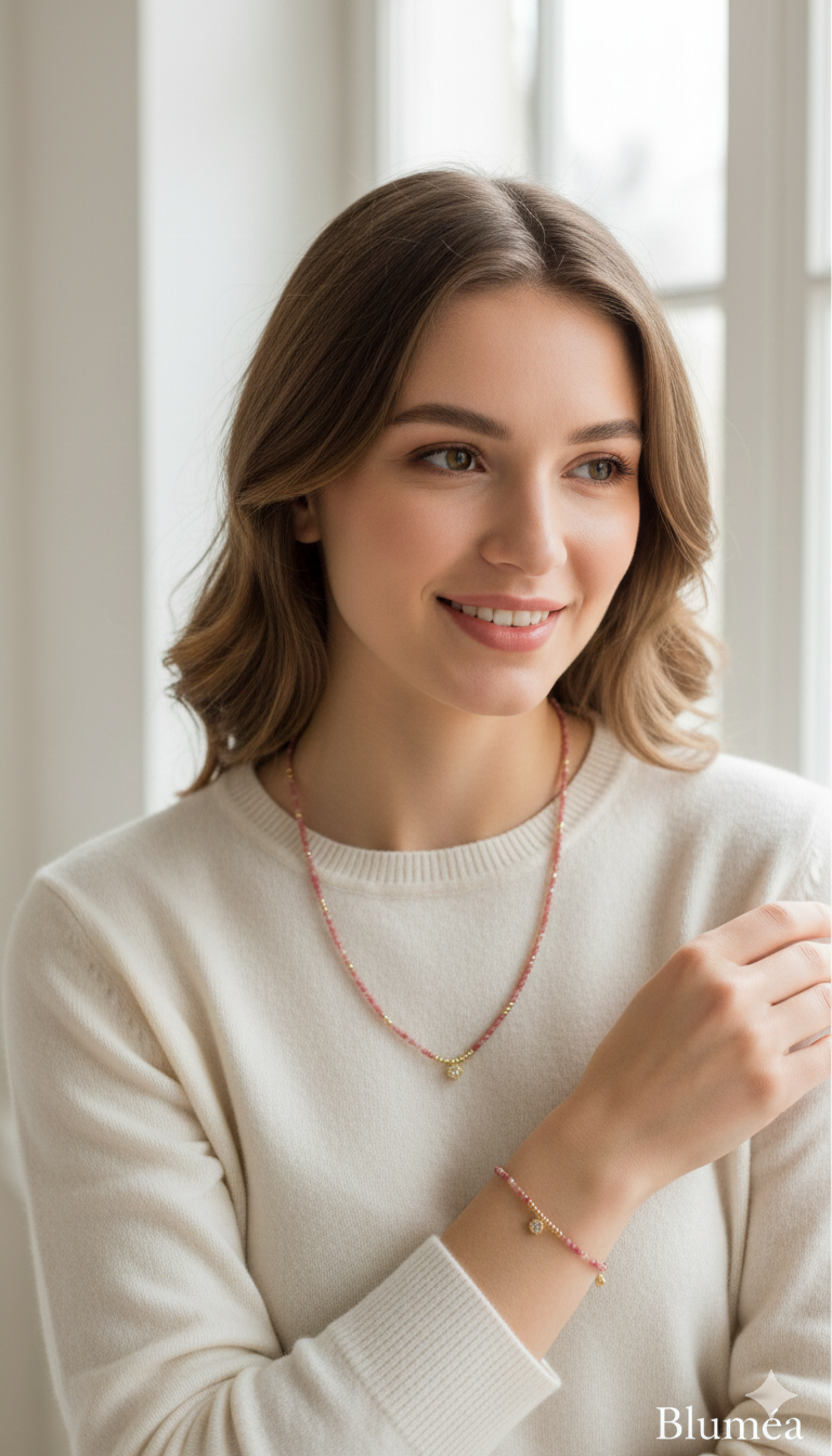 Bluméa Rhodochrosite Necklace & Bracelet Set