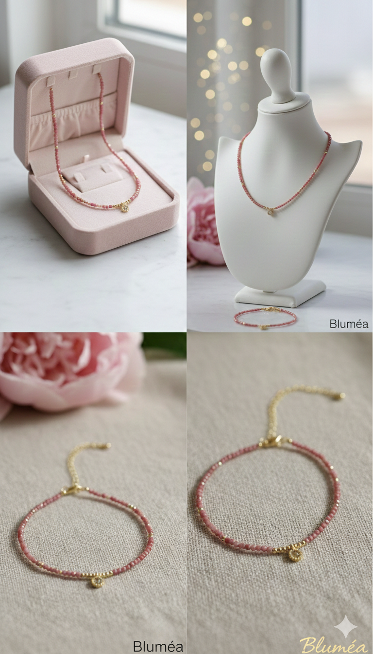 Bluméa Rhodochrosite Necklace & Bracelet Set