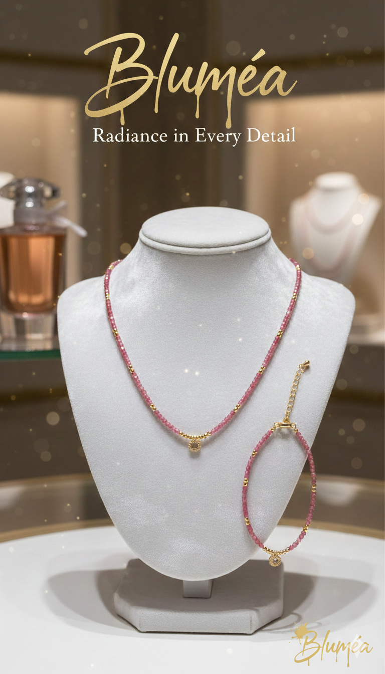 Bluméa Rhodochrosite Necklace & Bracelet Set