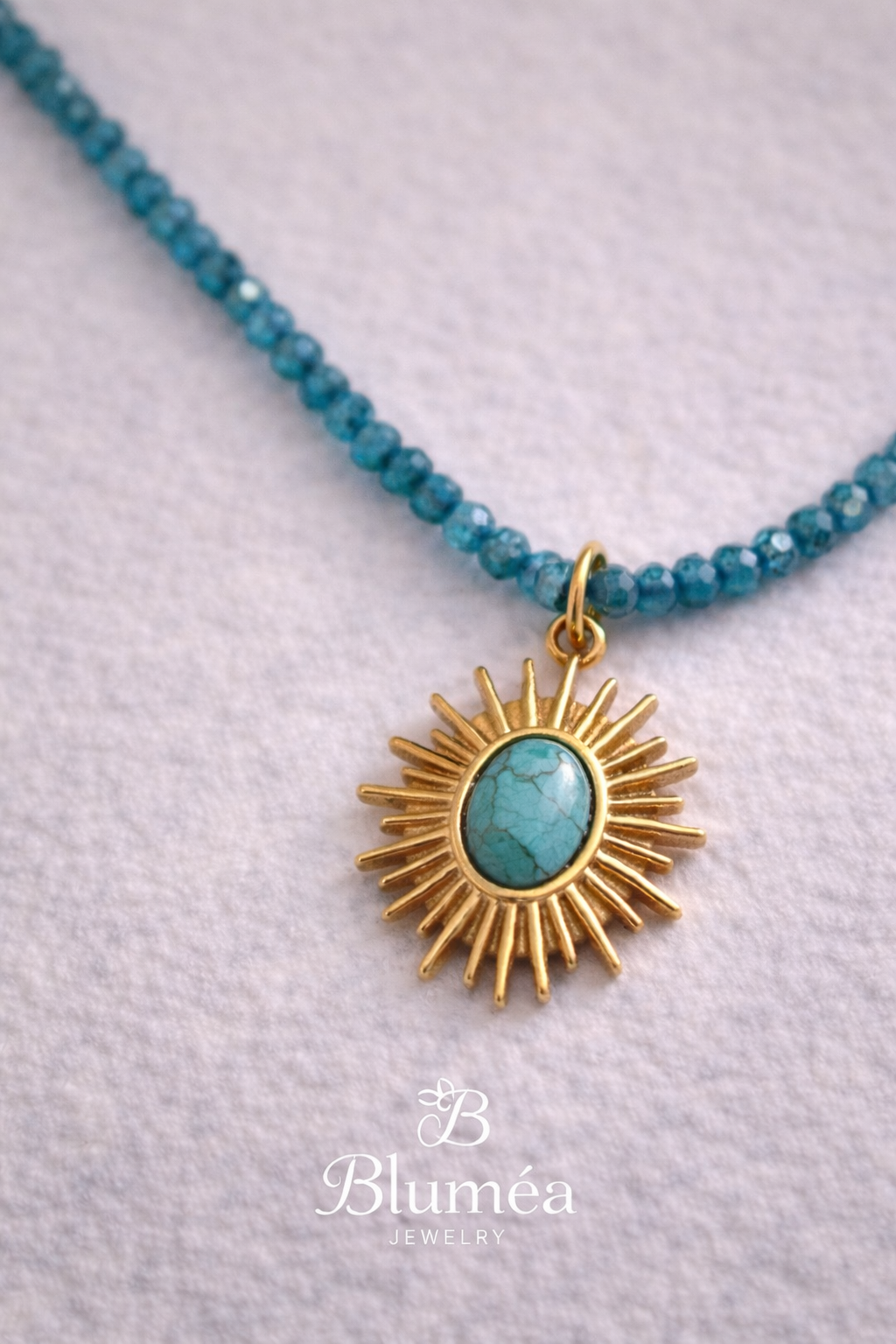 Bluméa Turquoise Sun Pendant Necklace – Faceted Natural Turquoise