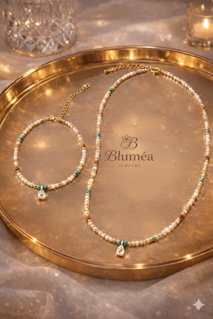 Shell & Turquoise Gemstone Jewelry Set